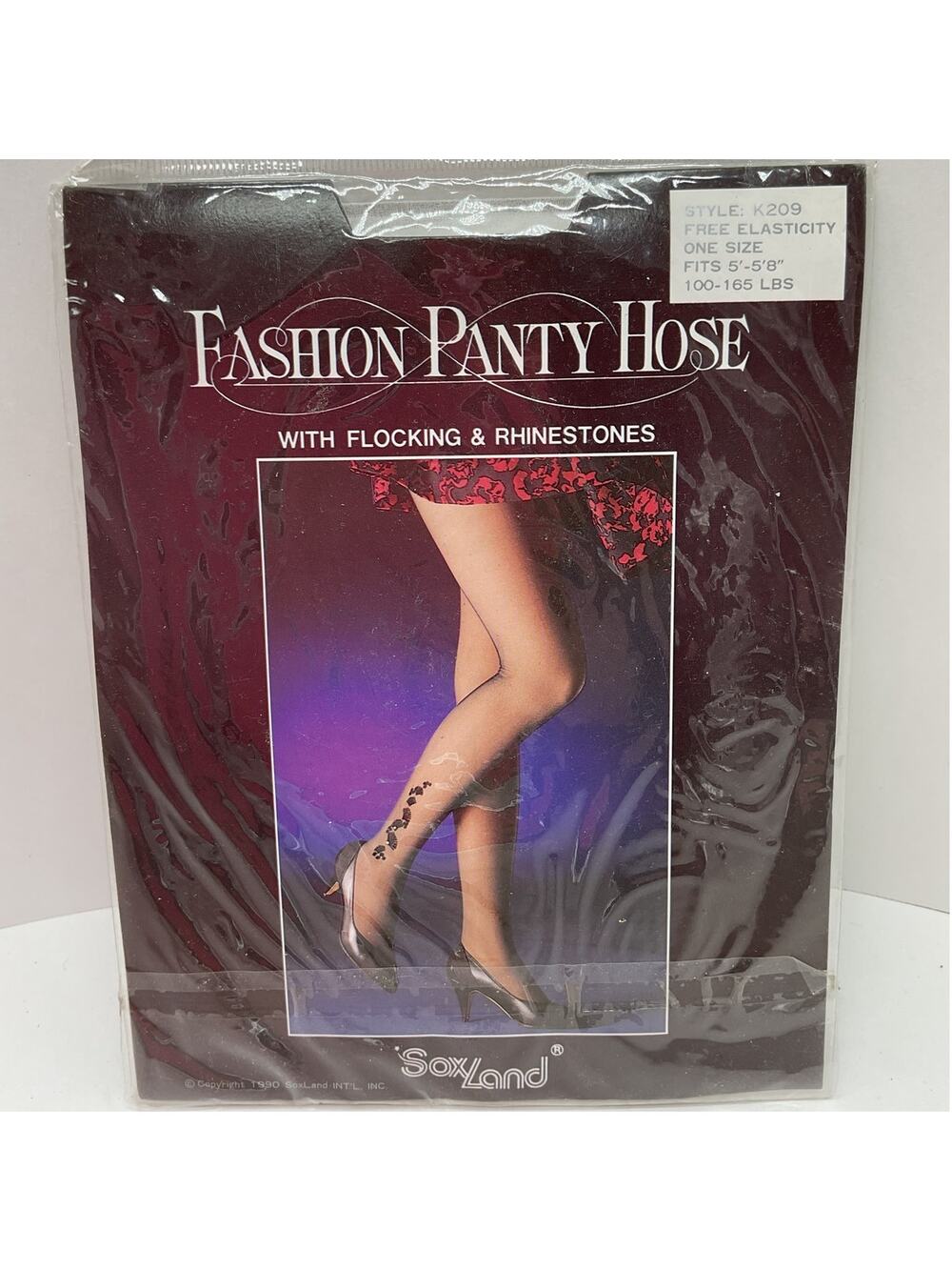 VTG Fashion Panty Hose with Flocking and Rhinestones NEW SEALED